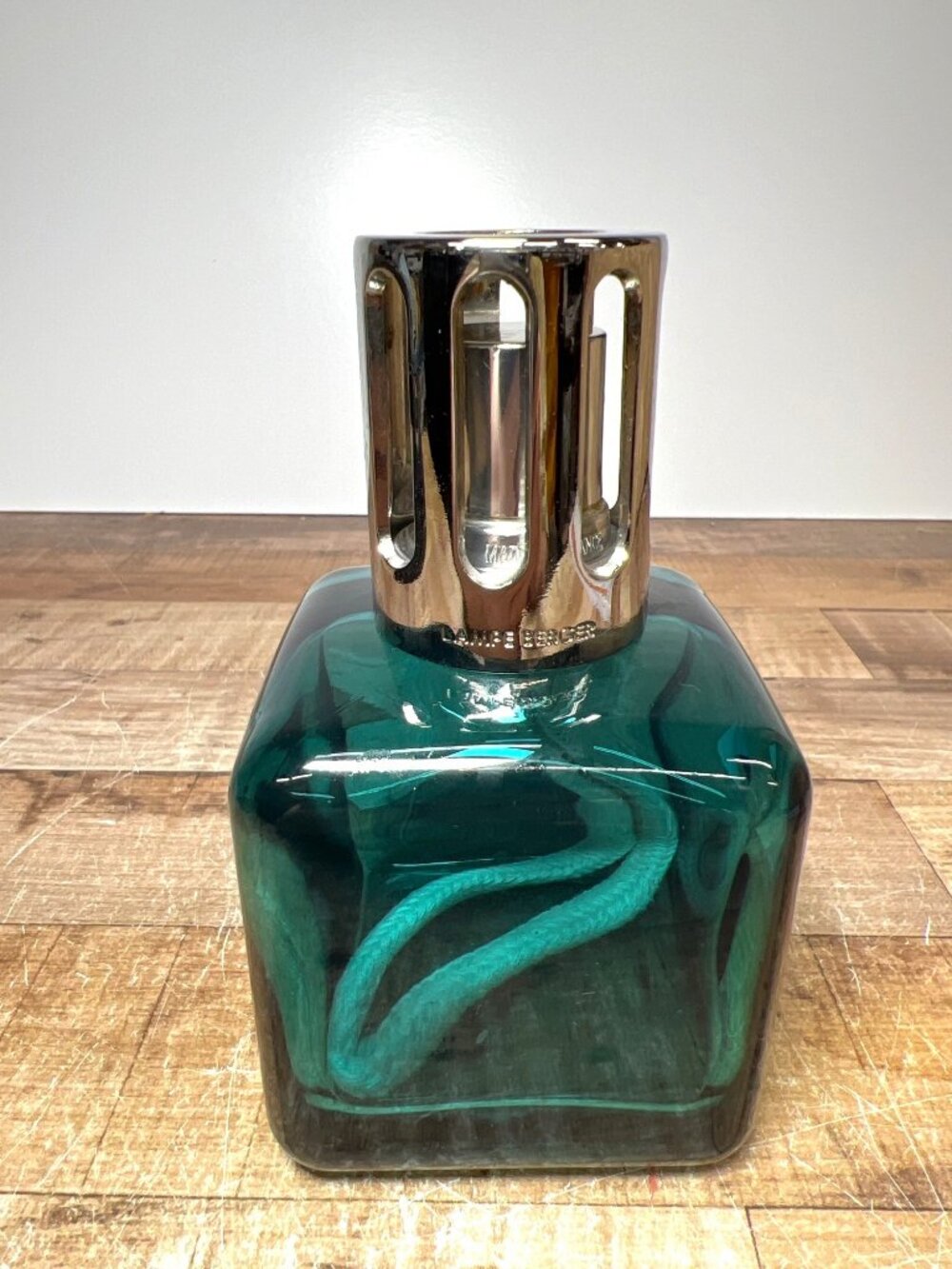 Lampe Berger Cube Catalytic Fragrance Diffus Silver Top - Teal Glass 5.5''